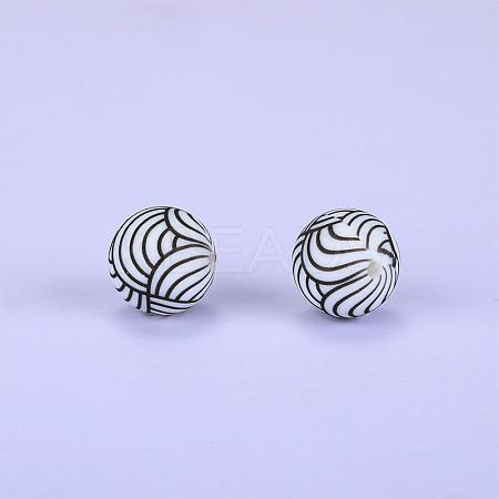 Printed Round Silicone Focal Beads SI-JX0056A-183-1