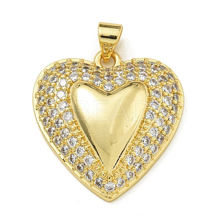 Rack Plating Brass Micro Pave Clear Cubic Zirconia Pendants KK-Z067-07G-01-1