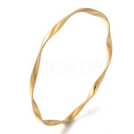 Ion Plating(IP) 304 Stainless Steel Twisted Ring Bangles BJEW-G684-04G-1