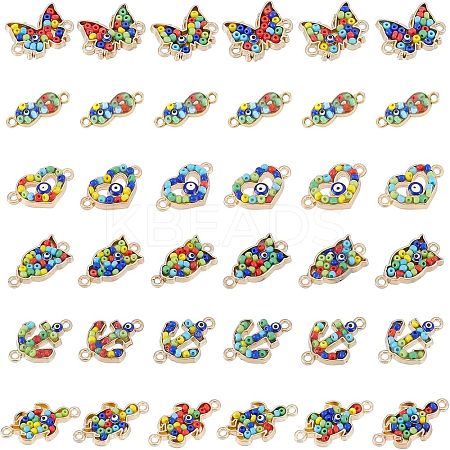 36Pcs 6 Style Alloy Enamel Links Connectors FIND-NB0001-89-1