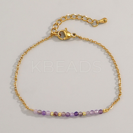 Natural Amethyst Beads Link Bracelets AL8612-4-1