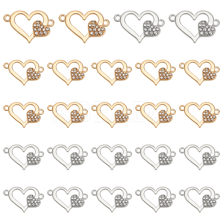 48Pcs 2 Colors Alloy Rhinestone Links/Connectors FIND-UN0016-40-1