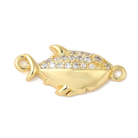 Rack Plating Brass Micro Pave Cubic Zirconia Connector Charms KK-P267-24G-1