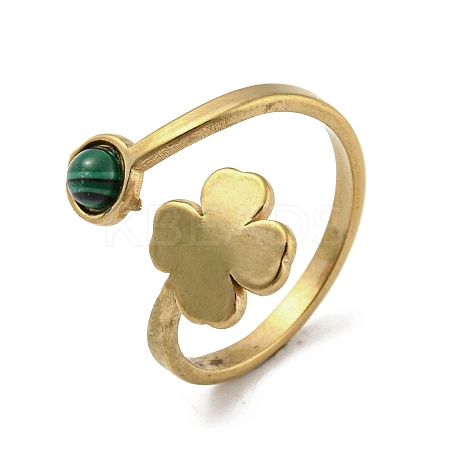 304 Stainless Steel with Synthetic Malachite Ring Ion Plating(IP) RJEW-Z031-01E-03-1