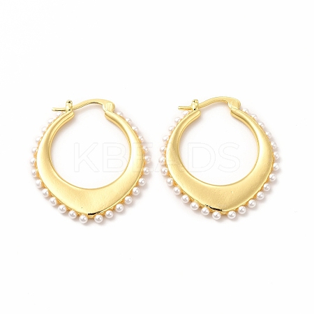 Oval Rack Plating Brass Hoop Earrings for Women EJEW-H091-18G-1