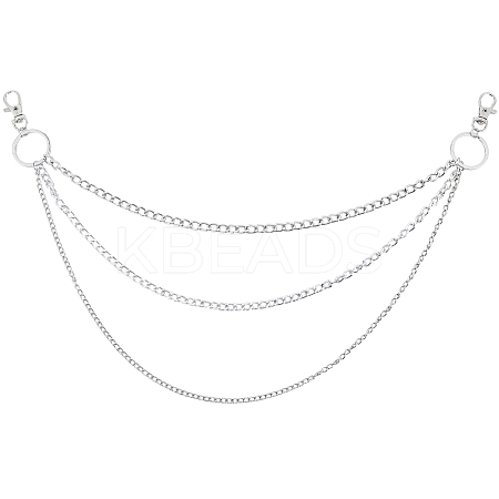1Pc Alloy Twisted Chain 3 Layered Chain Belts for Women Men AJEW-CY0002-25P-1