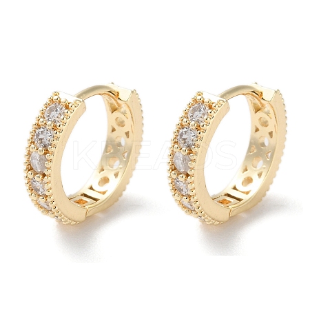 Brass Micro Pave Clear Cubic Zirconia Hoop Earrings EJEW-C121-07G-1