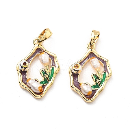 Brass Enamel Pendants KK-B129-23G-1