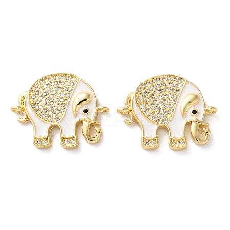 Rack Plating Brass Micro Pave Clear Cubic Zirconia Connector Charms KK-C084-02G-03-1