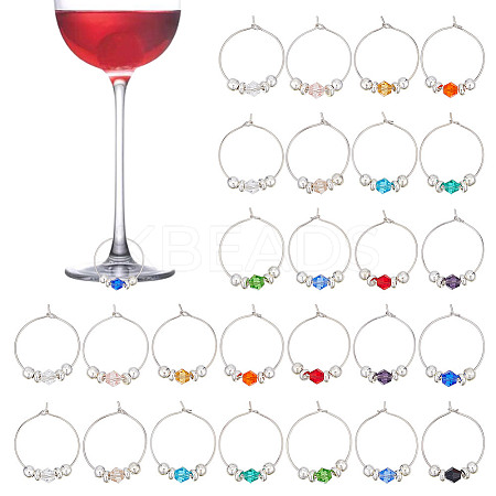 28Pcs 14 Colors Bicone Glass Wine Glass Charms AJEW-HY00010-1