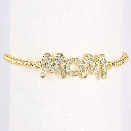 Mother's Day Brass Micro Pave Clear Cubic Zirconia Link Bracelets WG036C8-01-1