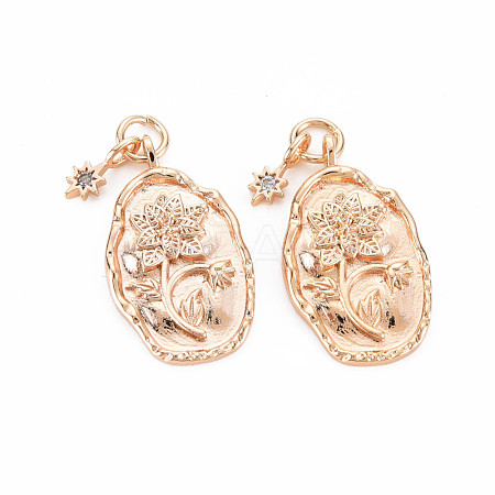 Brass White Opal Rhinestone Pendants KK-S364-214-1