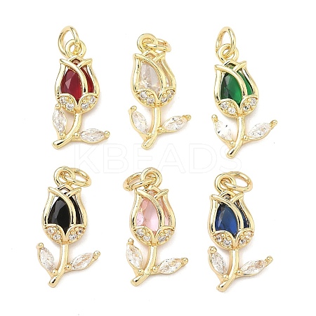 Brass Micro Pave Cubic Zirconia Pendants KK-K417-09G-1