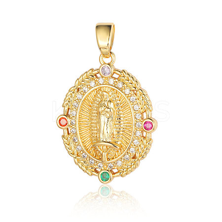 Brass Micro Pave Random Mixed Color Cubic Zirconia Pendants ZIRC-OY001-03G-1