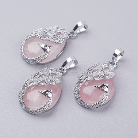 Natural Rose Quartz Pendants G-E442-04X-1