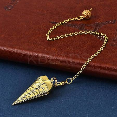 Rack Plating Brass Cone Dowsing Pendulum Pendants AJEW-G064-01G-1