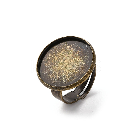 Brass Adjustable Ring Blank Base Cabochon Setting Components X-KK-O003-05AB-NF-1