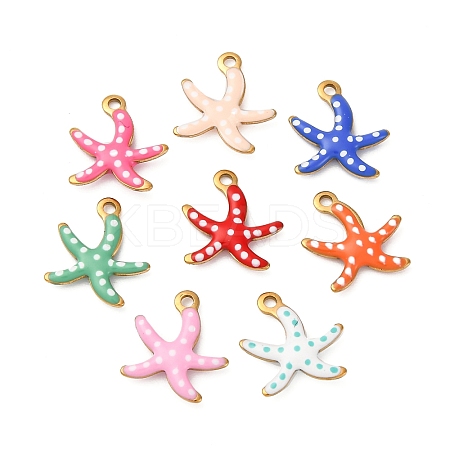 304 Stainless Steel Enamel Charms STAS-Q363-14I-G-1