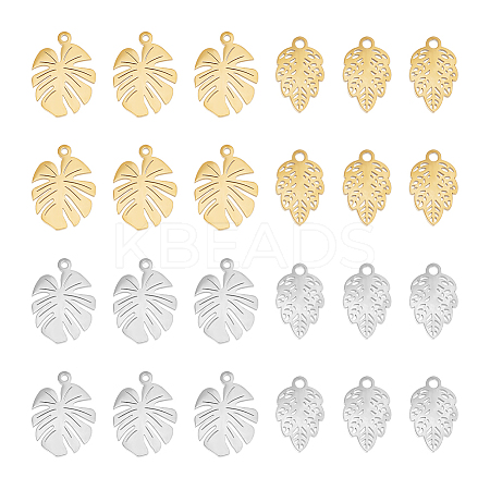 24Pcs 4 Style 304 Stainless Steel Pendants STAS-UN0048-31-1