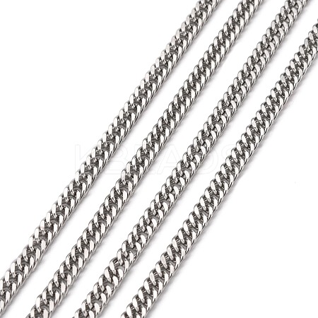 Tarnish Resistant Men's Jewelry Making 304 Stainless Steel Double Link Curb Chains CHS-A003C-1.0mm-1