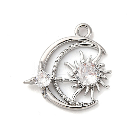 Brass Micro Pave Cubic Zirconia Charms KK-D371-04D-P-1