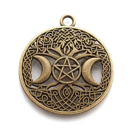 Tibetan Style Hollow Alloy Pendants LS-TIBEP-F075-01AB-RS-1