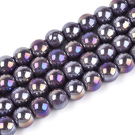 Electroplate Opaque Glass Beads Strands LS-GLAA-T032-P8mm-AB15-1