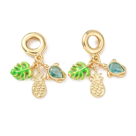 Ocean Brass Pave Cubic Zirconia European Dangle Charms KK-H278-04G-01-1