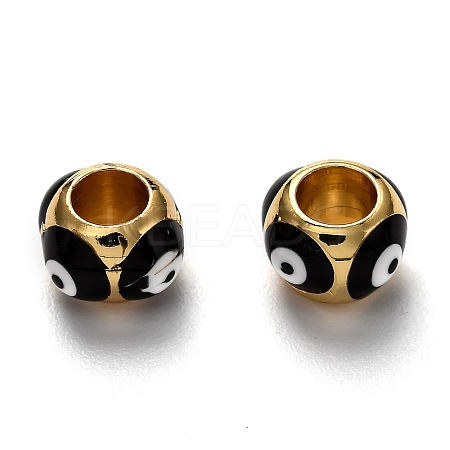 Brass European Enamel Beads LS-KK-B028-25G-B-1