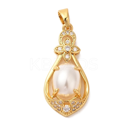 Rack Plating Brass Micro Pave Cubic Zirconia Pendants KK-L220-019G-01-1