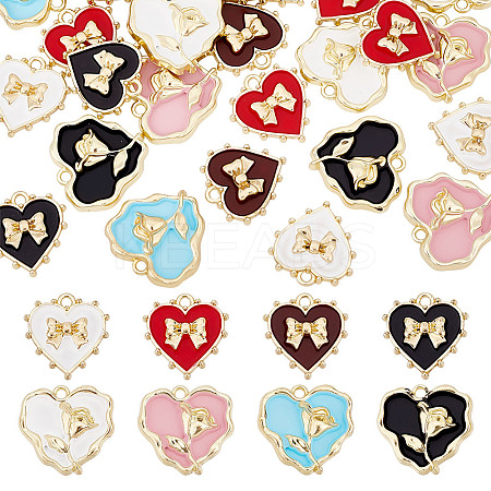 32Pcs 8 Style Rack Plating Alloy Enamel Pendants ENAM-PH0002-32-1