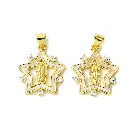 Real 18K Gold Plated Brass Micro Pave Cubic Zirconia Pendants KK-H472-14G-01-1