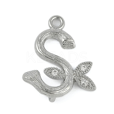 Brass Crystal Rhinestone Letter Links Connector Charms KK-S395-06P-S-1