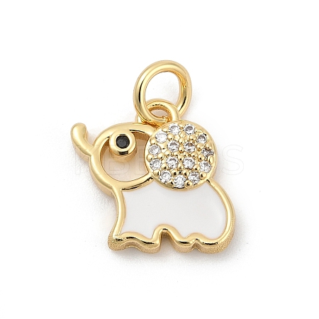 Brass Pave Cubic Zirconia with Enamel Pendants KK-U062-37G-02-1
