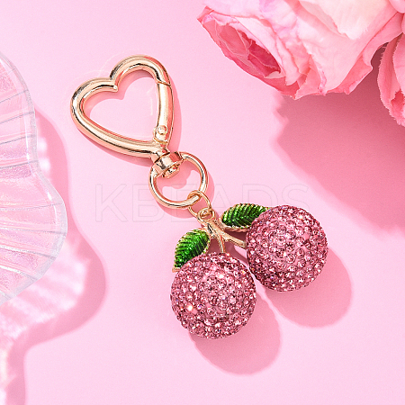 Alloy Polymer Clay Cherry Pendant Decorations HJEW-YW00142-03-1