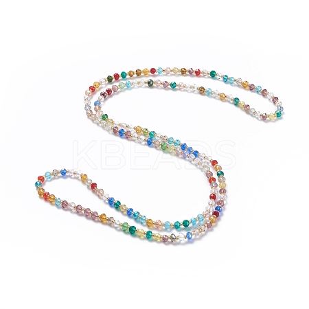 Electroplate Faceted Abacus Glass Beaded Necklaces NJEW-JN02624-1