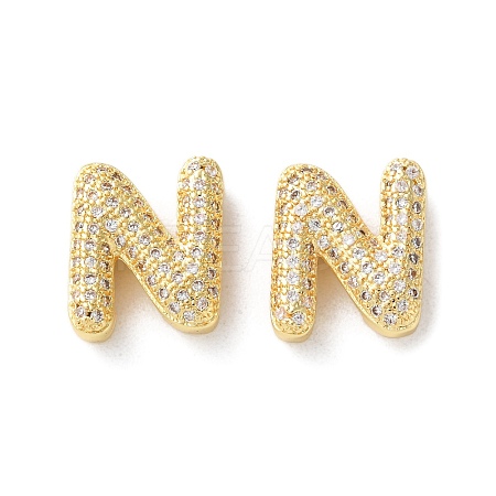 Rack Plating Brass Micro Pave Cubic Zirconia Slide Charms KK-C084-34G-N-1