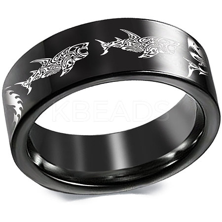 Shark Pattern 201 Stainless Steel Finger Rings FS-WG835B4-04-1