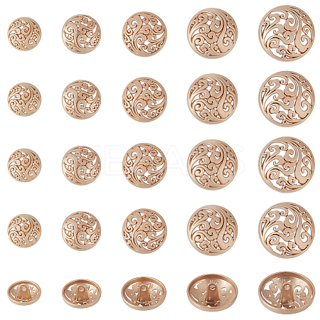 Olycraft 25Pcs 5 Styles 1-Hole Retro Zinc Alloy Shank Buttons BUTT-OC0001-57C-1