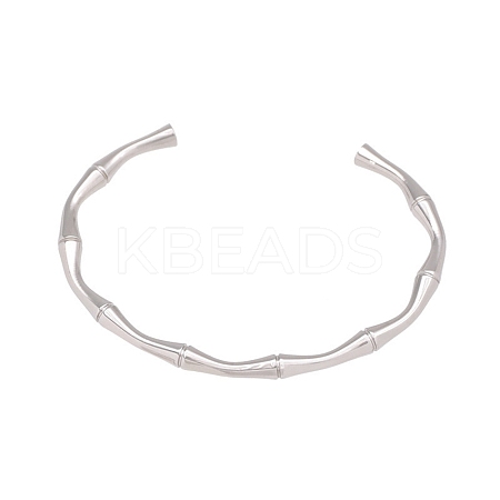 304 Stainless Steel Bamboo Joint Cuff Bangles for Women BJEW-G759-09P-1