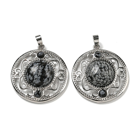 Natural Snowflake Obsidian Pendants G-Q158-03L-1