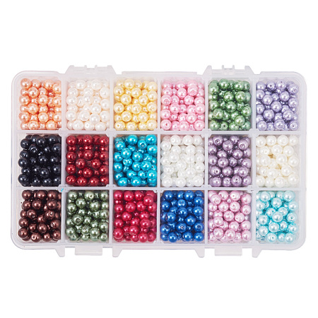 Eco-Friendly Dyed Glass Pearl Round Beads HY-PH0013-08-A-1