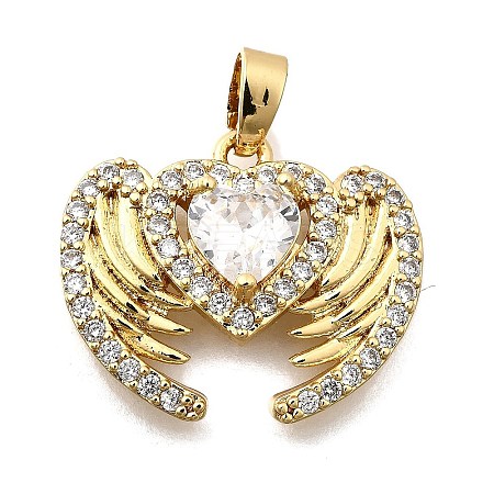 Brass Micro Pave Cubic Zirconia Pendants KK-P336-18G-01-1