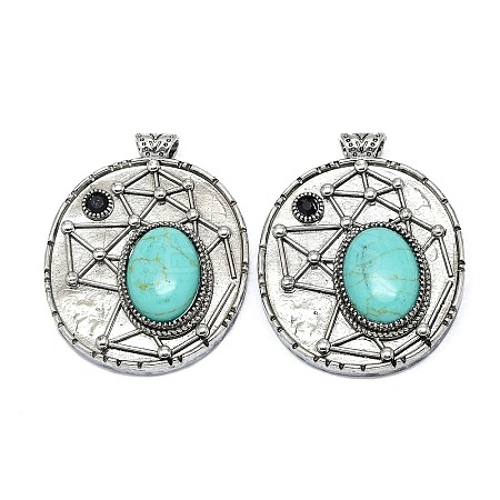 Synthetic Turquoise Oval Pendants G-Q165-03AS-09-1