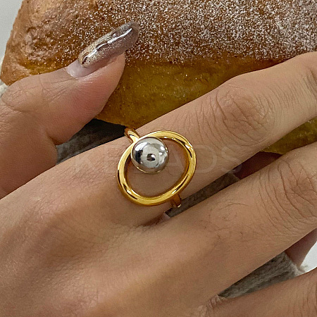 304 Stainless Steel Cuff Open Rings for Women RJEW-V014-02GP-1