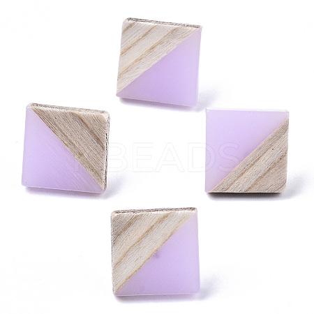 Opaque Resin & Wood Stud Earrings EJEW-N017-005A-B04-1