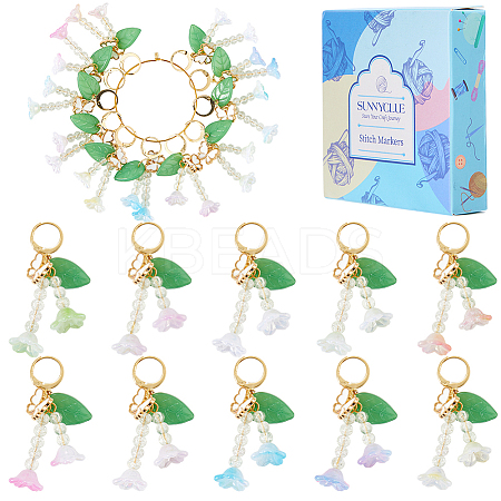 Flower Acrylic Pendant Locking Stitch Markers HJEW-SC00085-1