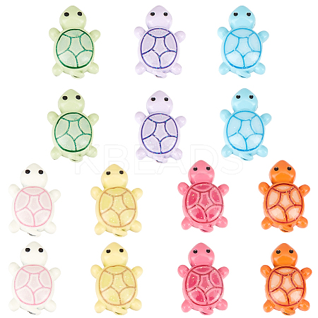 14Pcs 7 Colors Spray Painted Alloy Beads with Glitter Sheet FIND-SC0013-91-1