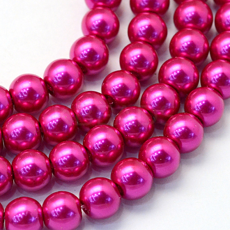 Baking Paint Pearlized Glass Pearl Round Bead Strands HY-Q330-8mm-17-1