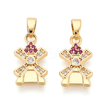 Brass Micro Pave Cubic Zirconia Pendants KK-N257-69G-1